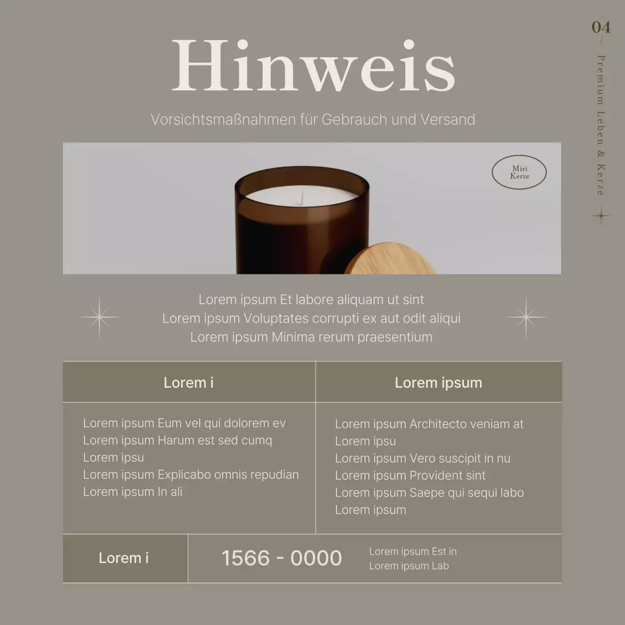 Werbung für eine einfache Kerze in Beige