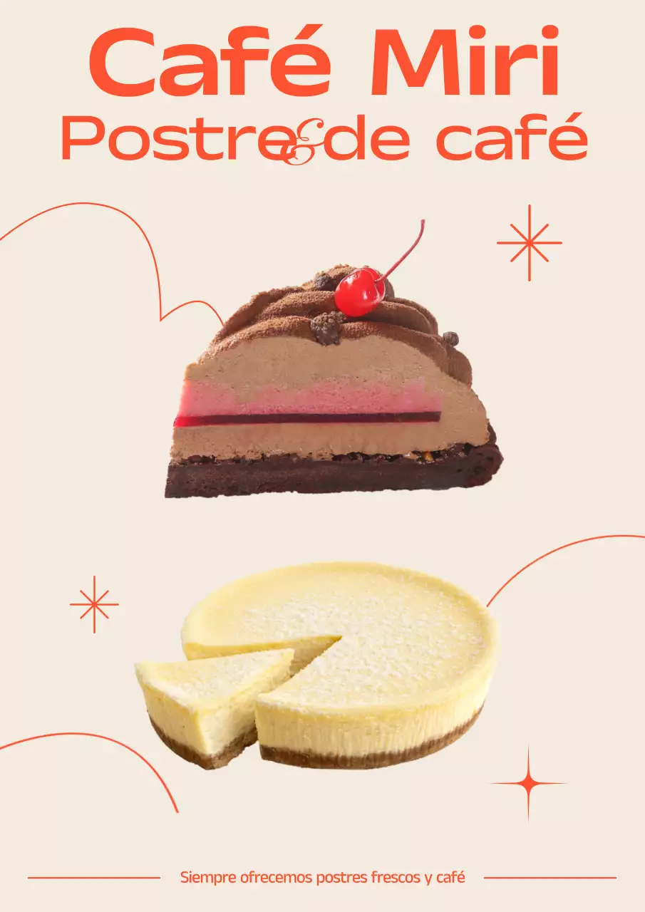 Promover bebidas de postre de cafetería con toques de naranja