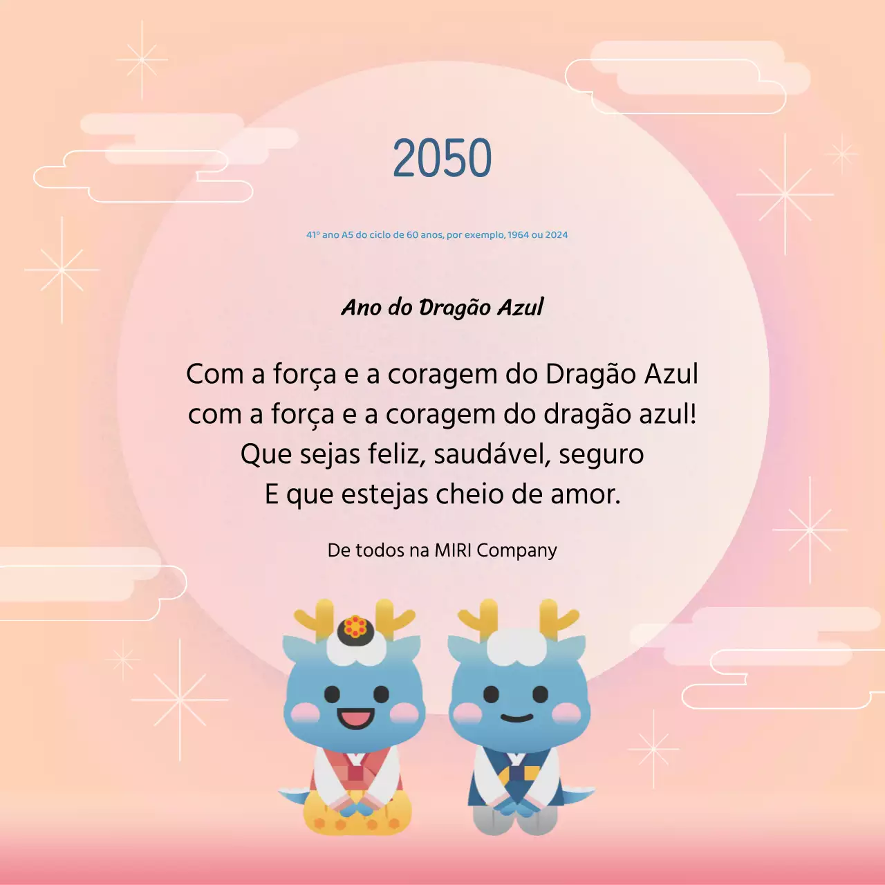 Saudações tradicionais de Ano Novo em cor-de-rosa
