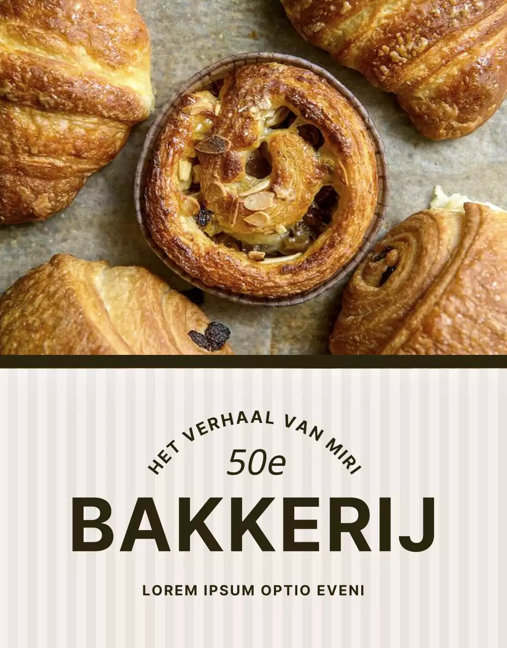 Promoot een modern bakkerij-evenement in zwart en beige