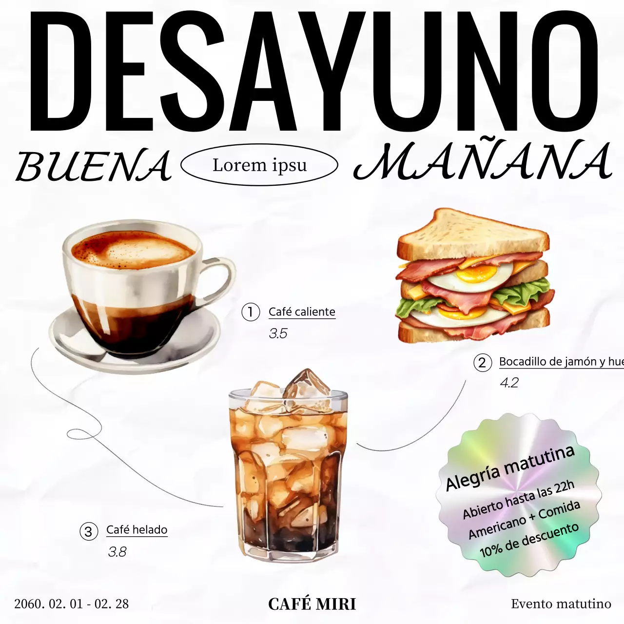 Promocione un moderno café en blanco y negro