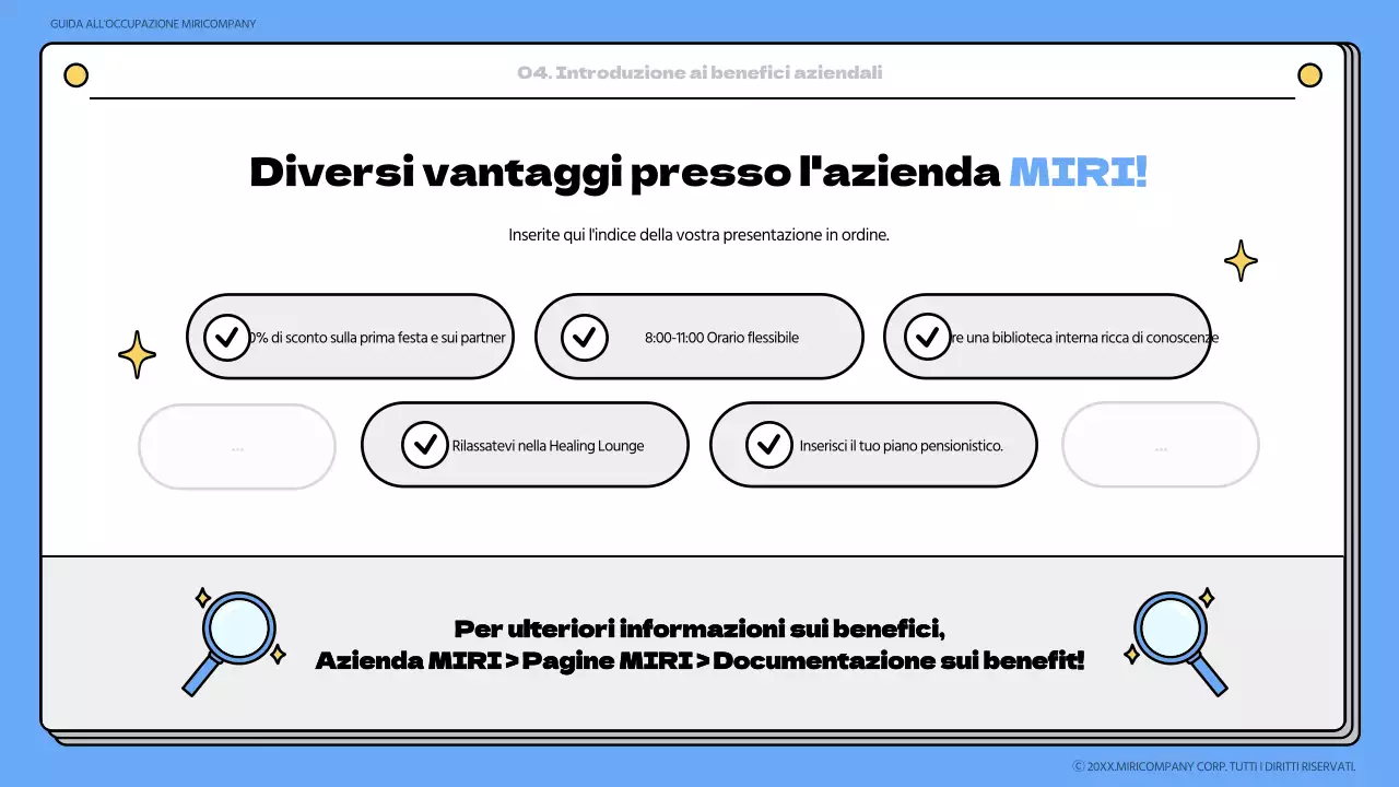 Materiale di formazione del libro di onboarding blu e giallo