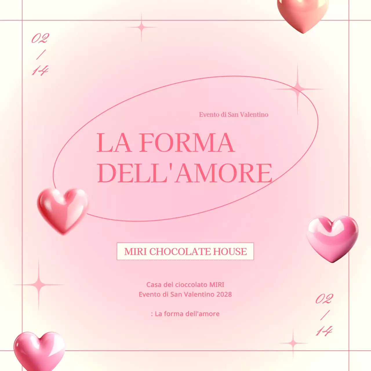 Promuovete un evento di San Valentino alla moda con uno sfondo avorio e rosa.