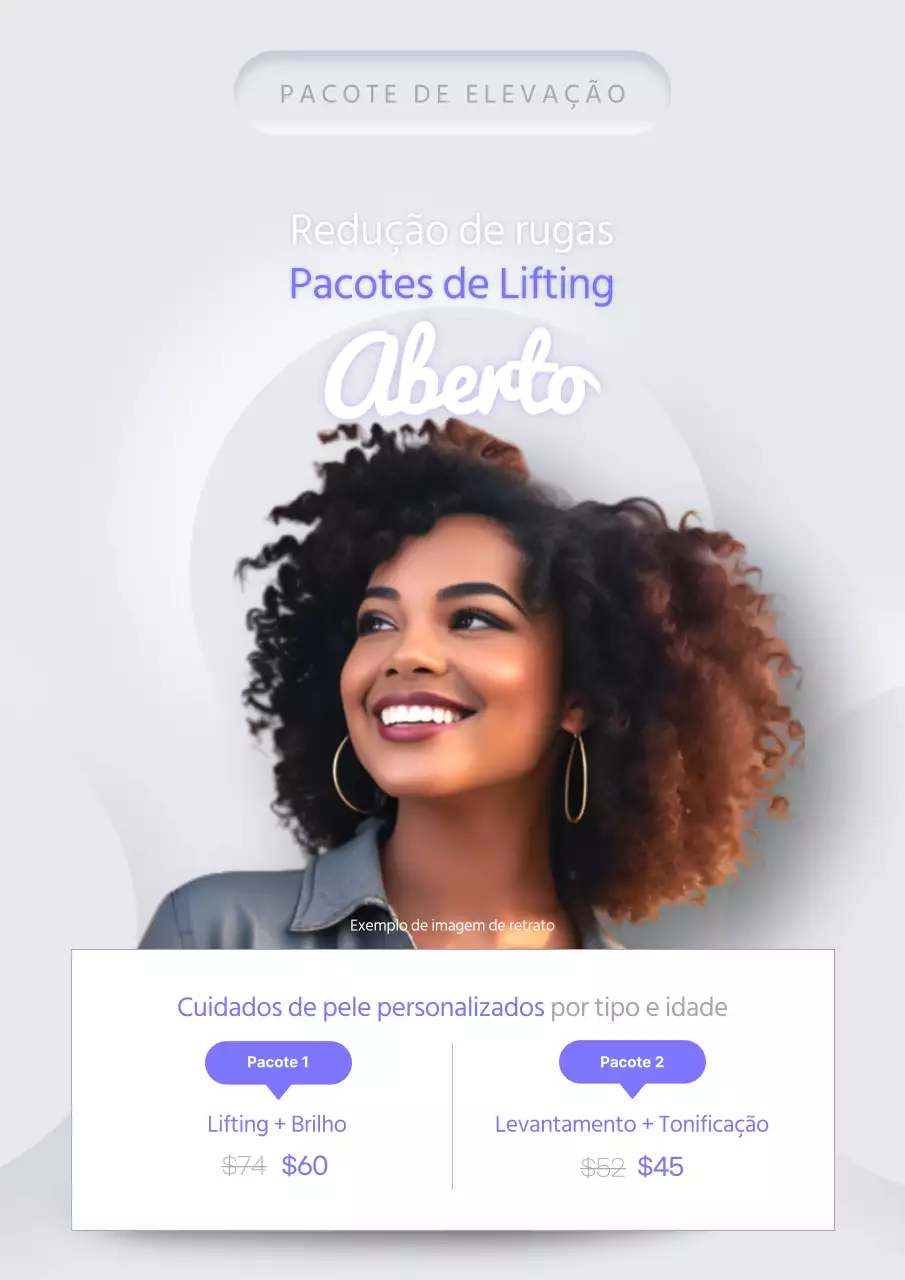 Promover um pacote de elevação moderno em roxo e cinzento