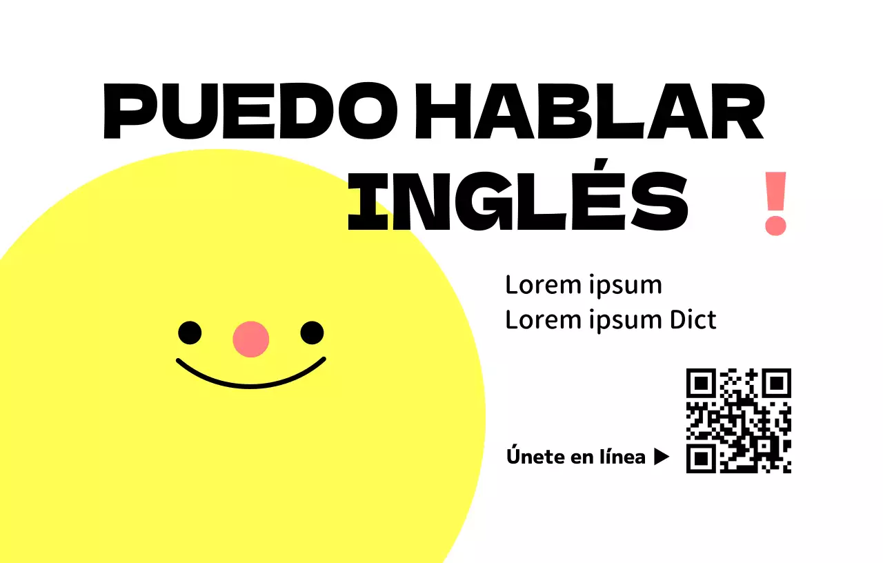 Promoción de una escuela de inglés con varias ilustraciones
