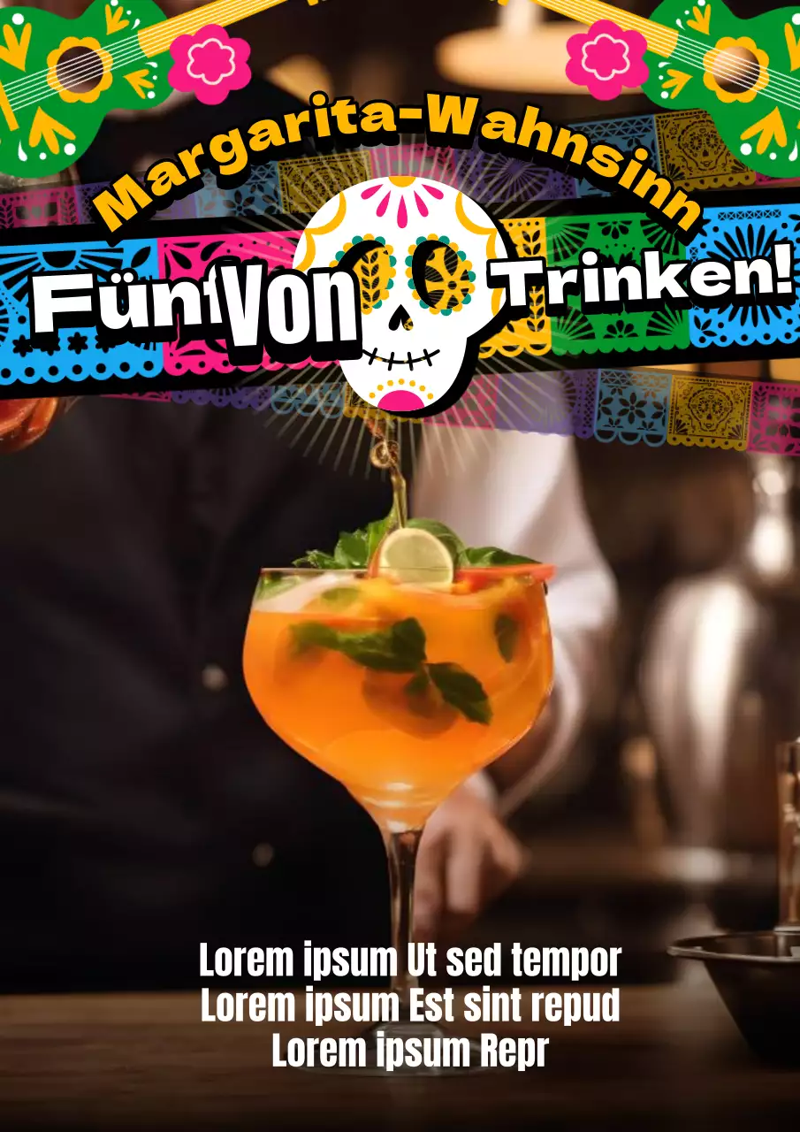 Grün und Orange Kitsch Cinco Mayo Bar Event Werbung