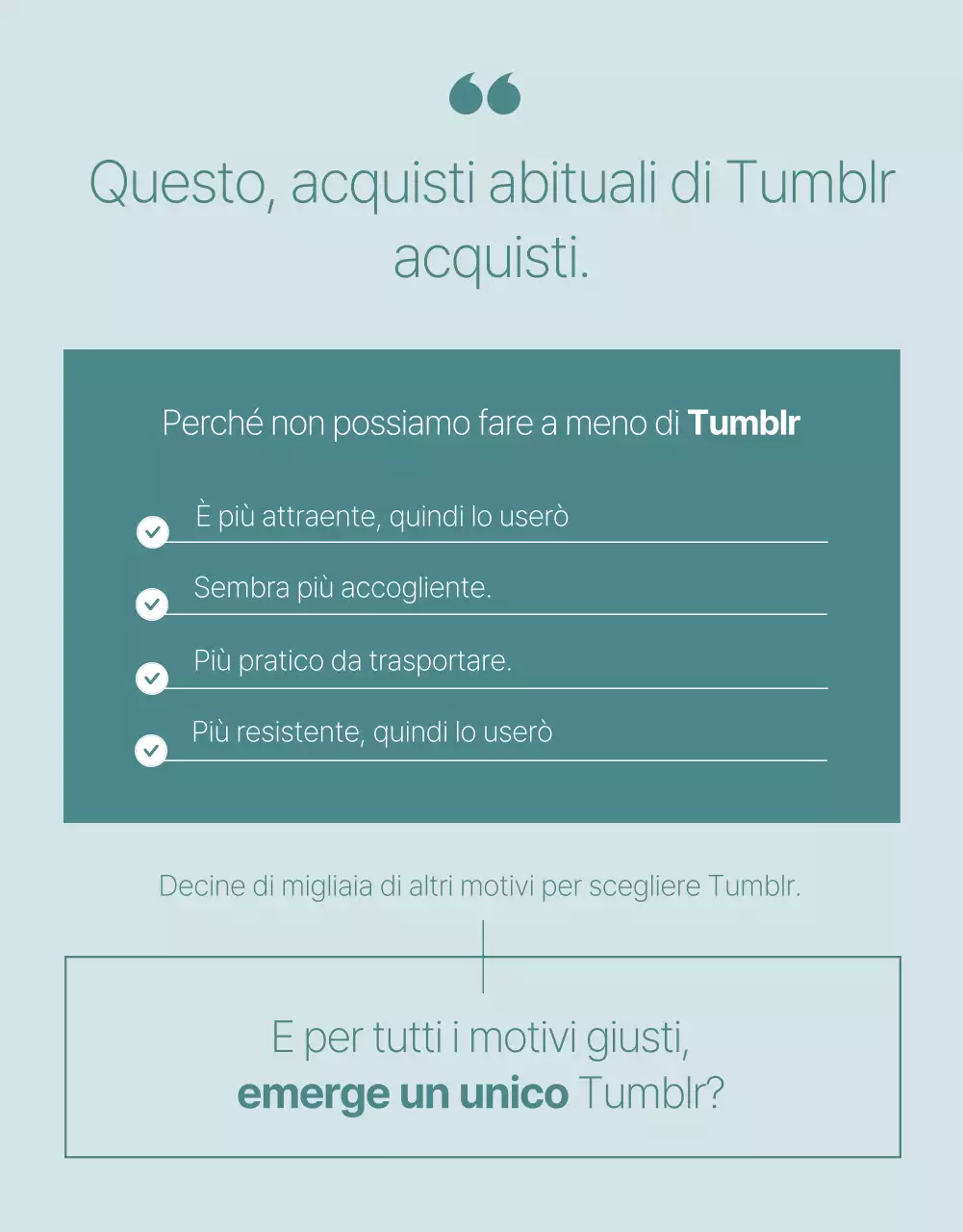 Promuovere un semplice prodotto tumblr verde e menta