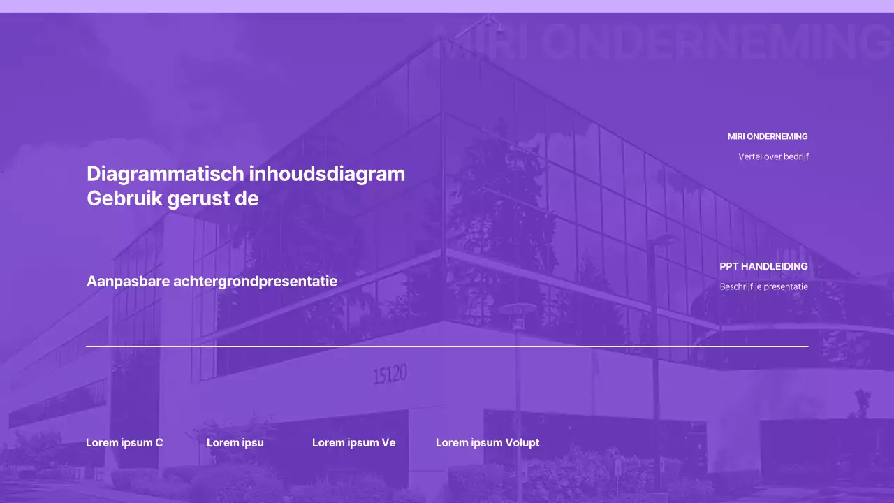 Presentatie met alleen een eenvoudige paarse en witte achtergrond en elementen