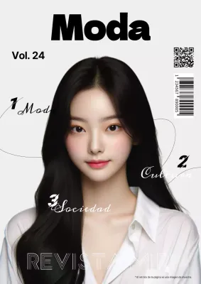 Elegante portada de revista de moda en blanco y negro