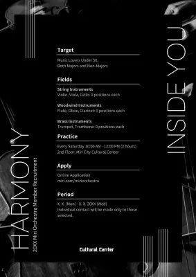 Black Modern Orchestra Recruitment Poster
