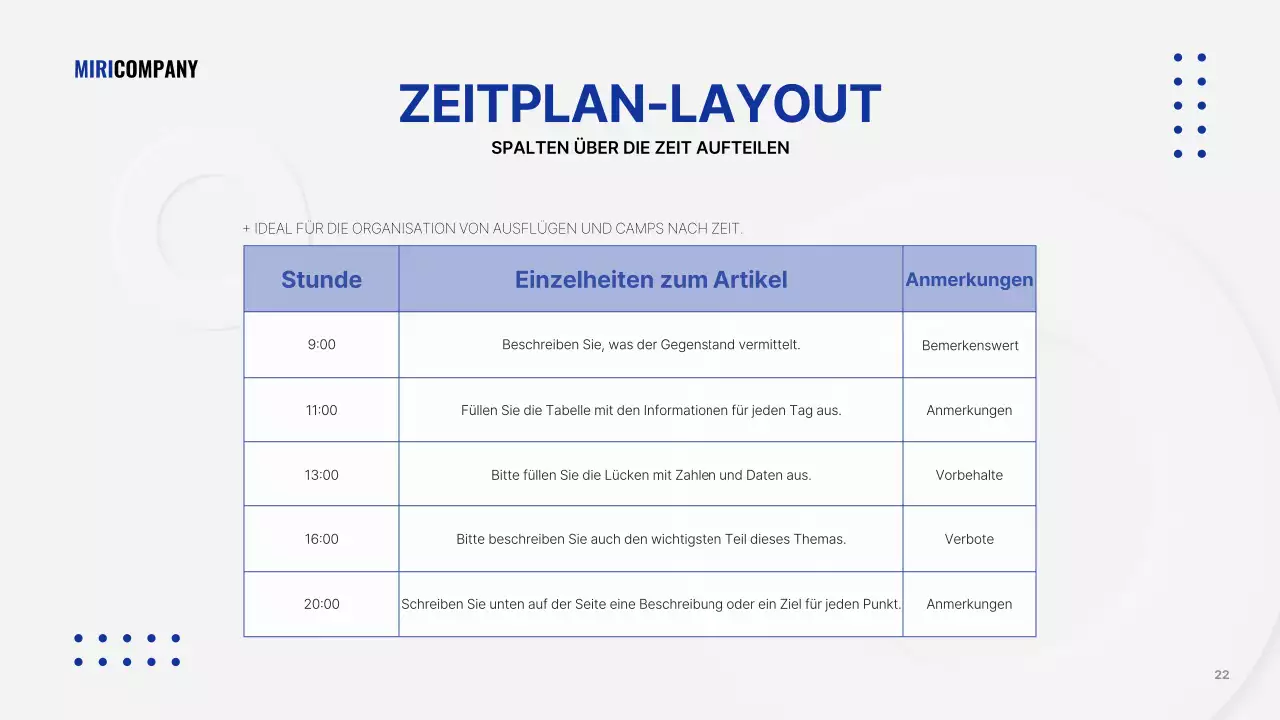 Minimalistische Geschäftspräsentation in Weiß und Marineblau