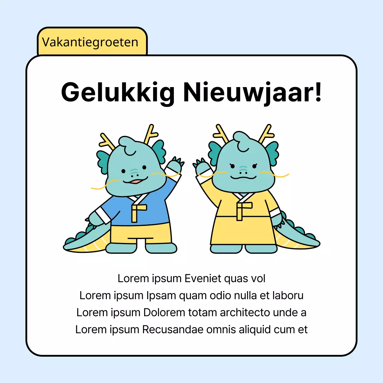 Een eenvoudige zakelijke aankondiging in geel en lichtblauw