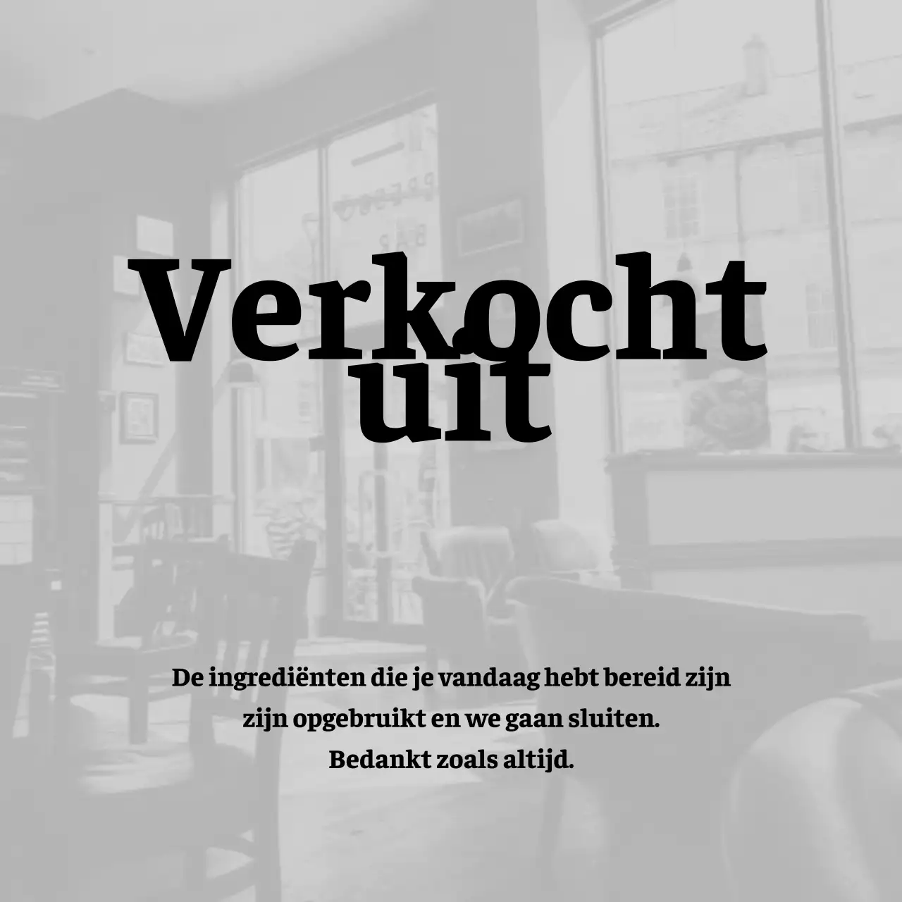 Minimalistische café-aankondiging in grijs en zwart-wit