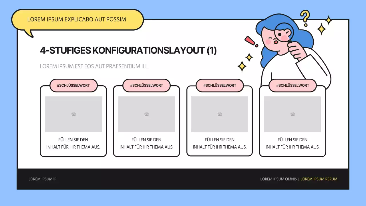 Präsentation der blauen und gelben Studienelemente