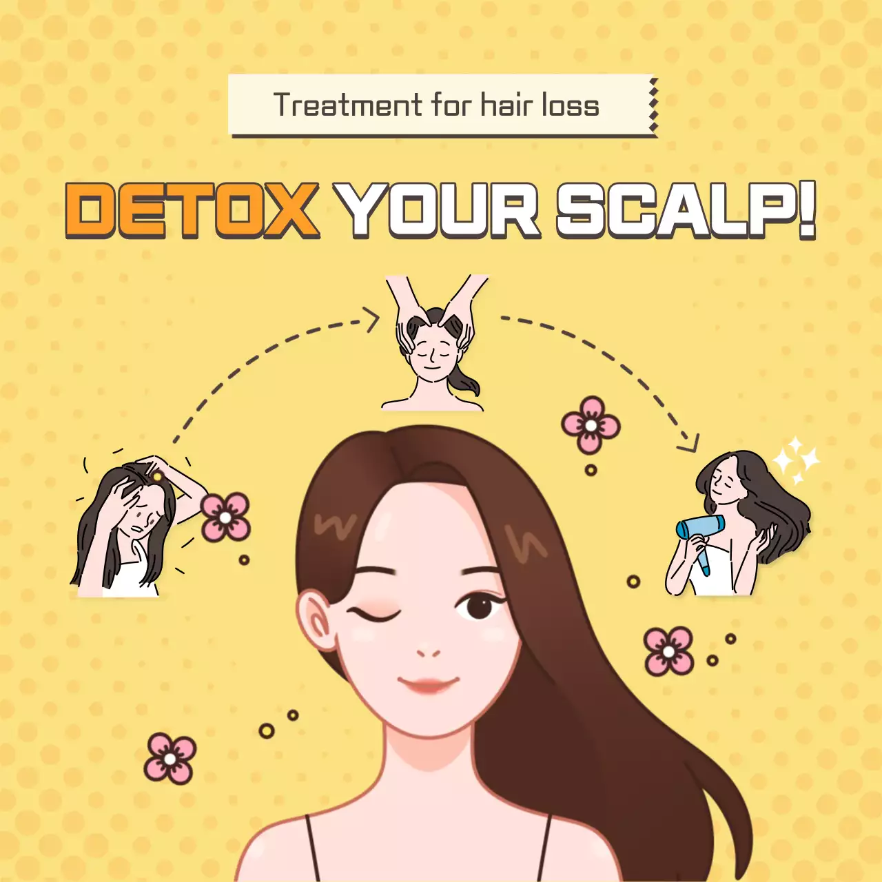 옐로우 트렌디 헤어 가이드 인스타그램 포스트