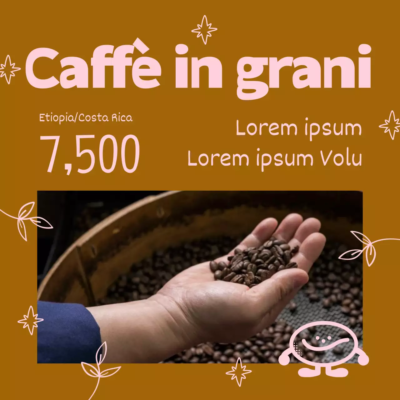 Una collezione pop-art di annunci di caffè in marrone e rosa Newsletter