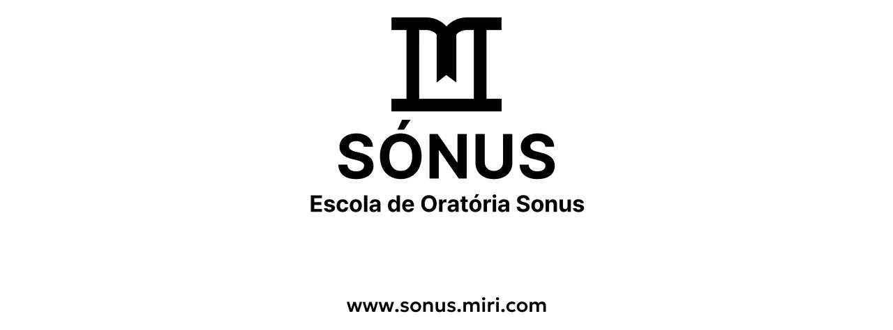 Desenho de uma escola de oratória com um ícone que representa um pódio