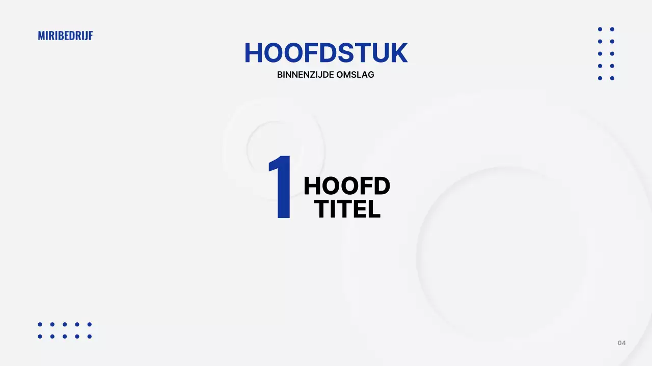 Minimalistische bedrijfspresentatie in wit en marineblauw