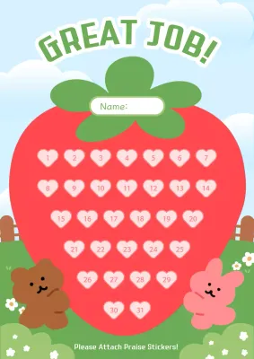 Red Cute Reward Chart Planner Poster