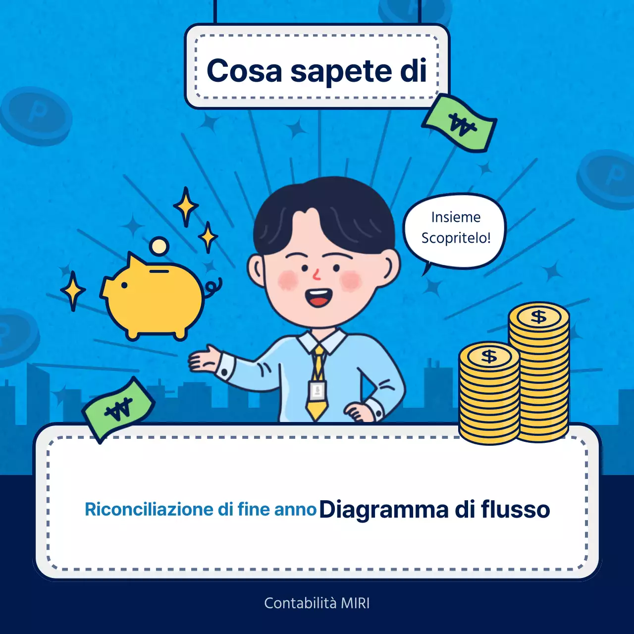 Semplice contabilità di fine anno in blu chiaro e blu navy