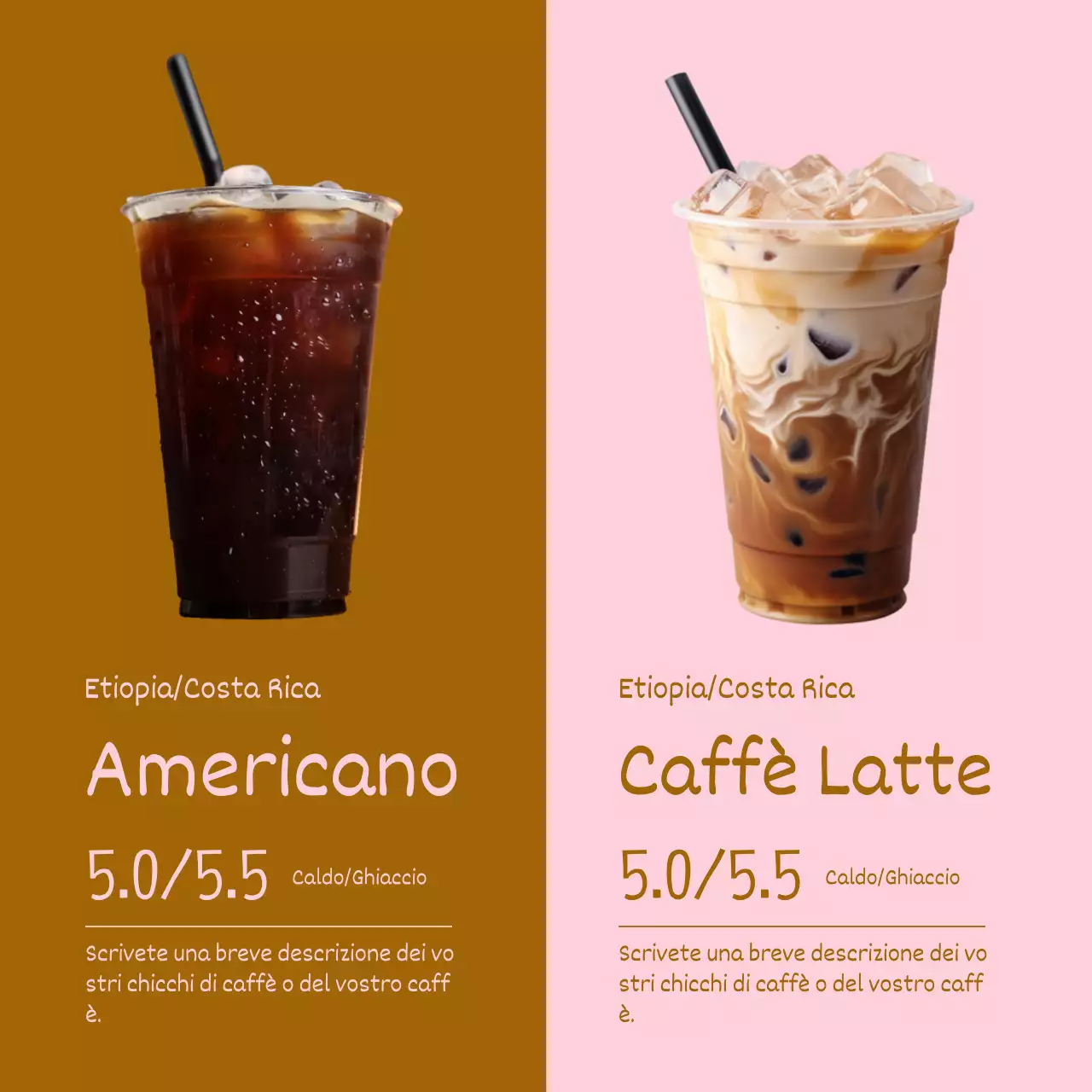 Una collezione pop-art di annunci di caffè in marrone e rosa Newsletter