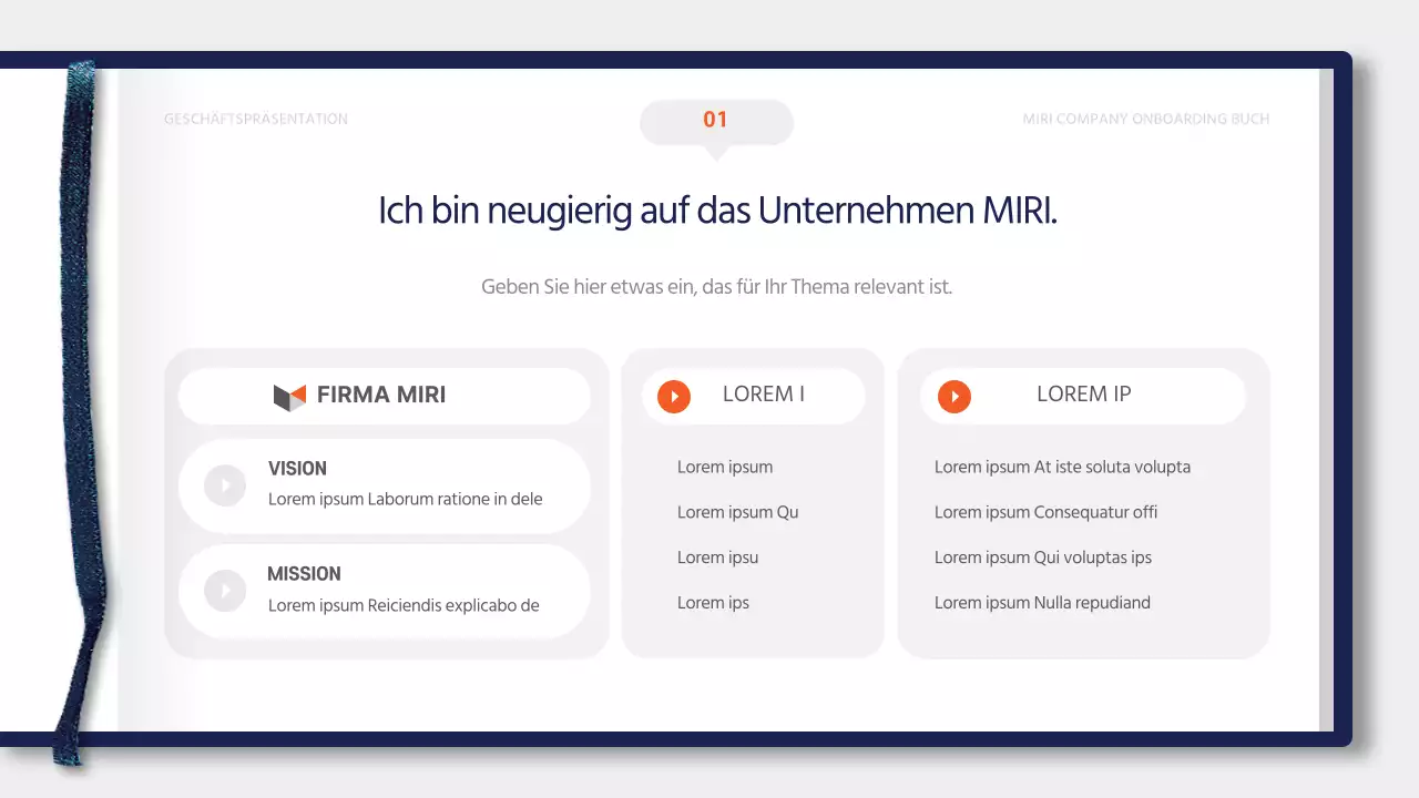 Einfache blaue und orangefarbene Schulungsunterlagen für die Einarbeitung neuer Mitarbeiter