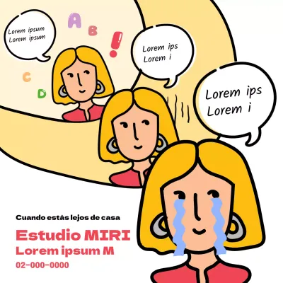 Un anuncio de una sola página con texto rojo, fondo blanco y un simpático bocadillo.