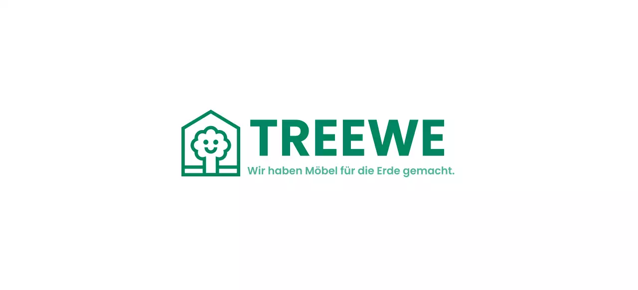 Corporate Colour Design für Möbel mit Markenlogo, das einen Baum in einem Haus zeigt