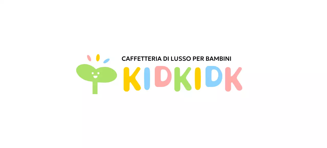 Design a colori di un caffè per bambini con icona di un bocciolo sorridente
