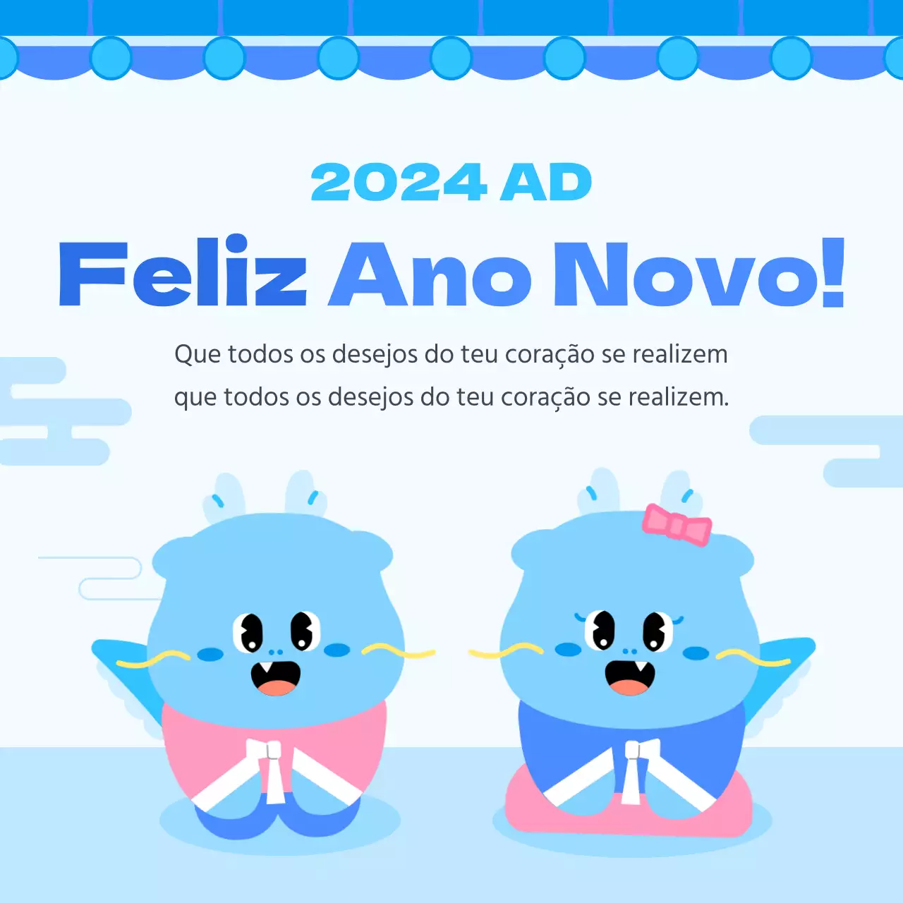 Um bonito postal de boas festas em azul claro e azul