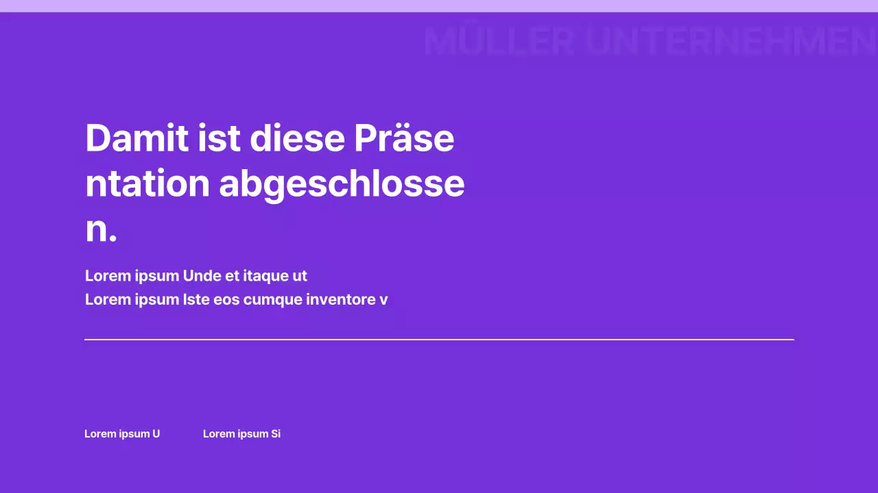 Präsentation mit einem einfachen lila und weißen Hintergrund und nur Elementen