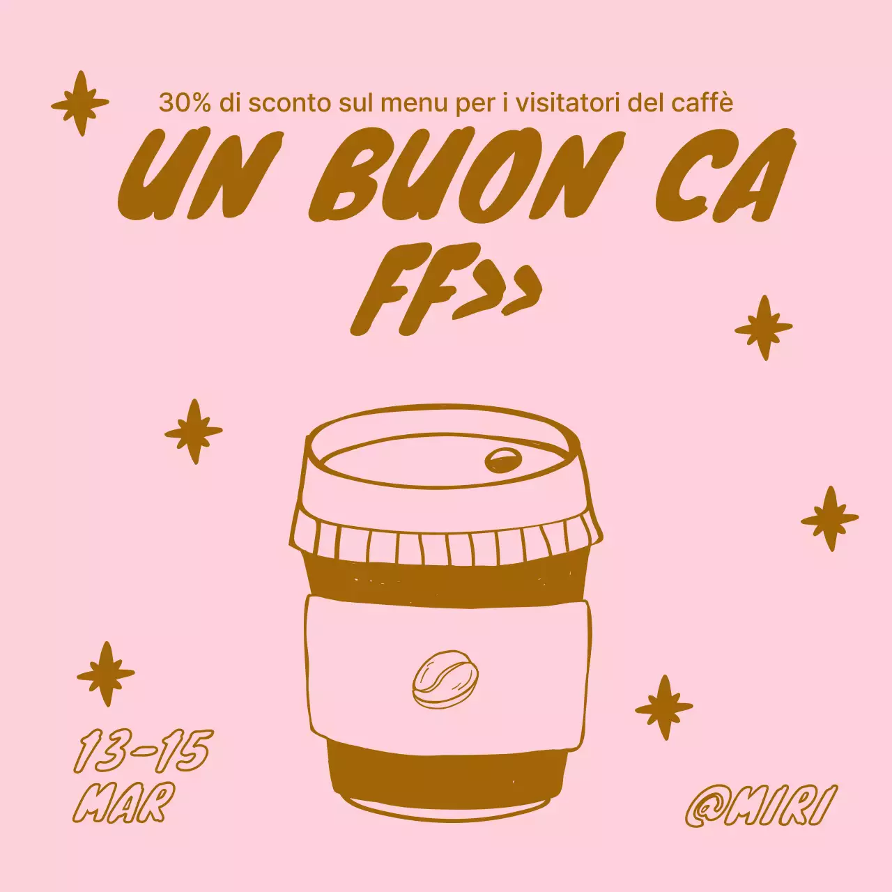 Una collezione pop-art di annunci di caffè in marrone e rosa Newsletter