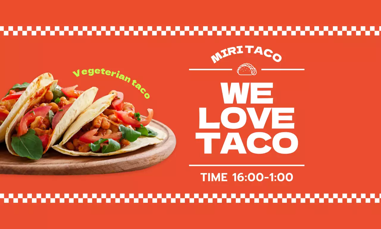 Um design arrojado e colorido com fotografias de comida de tacos