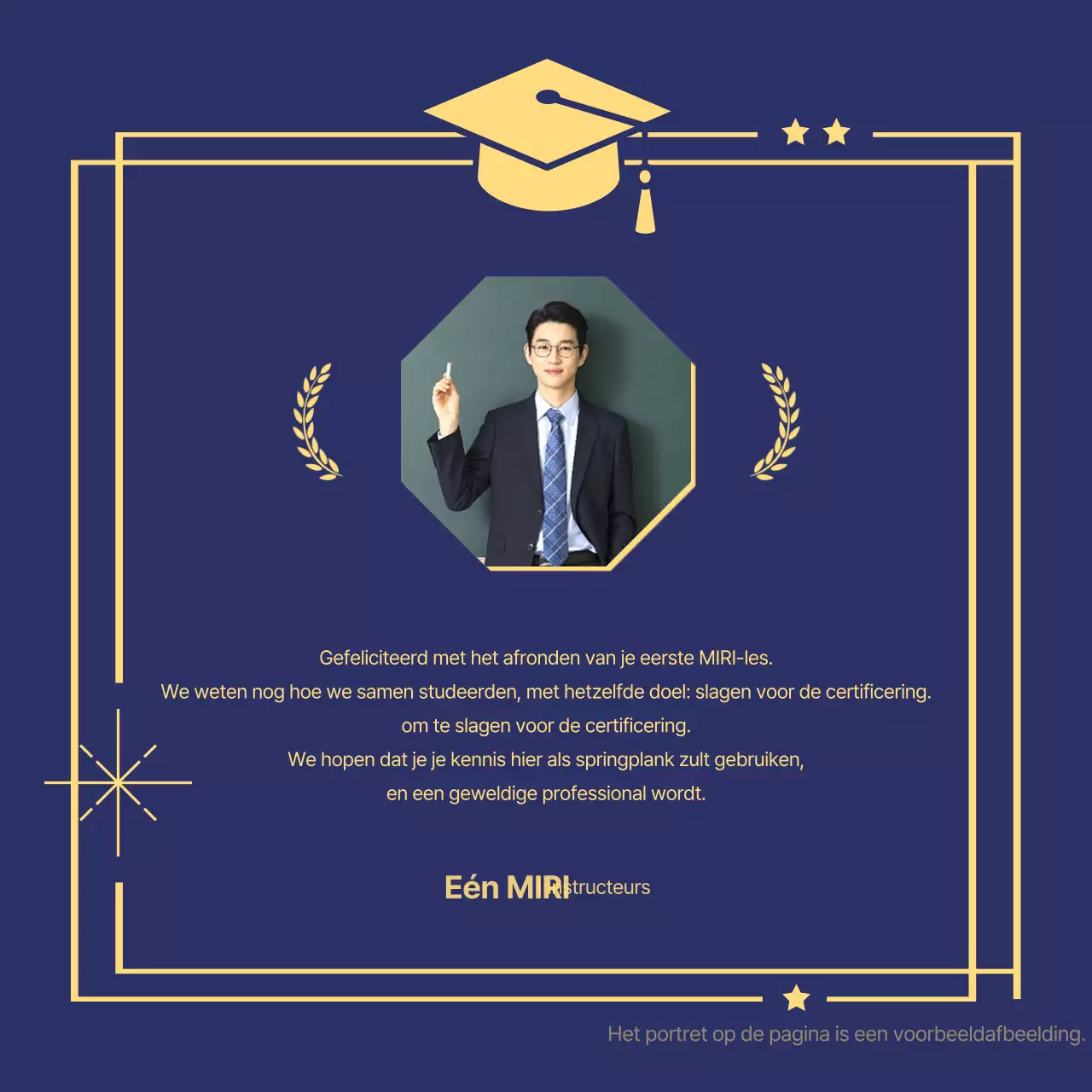 Een klassieke afstudeerpaal in marineblauw en goud