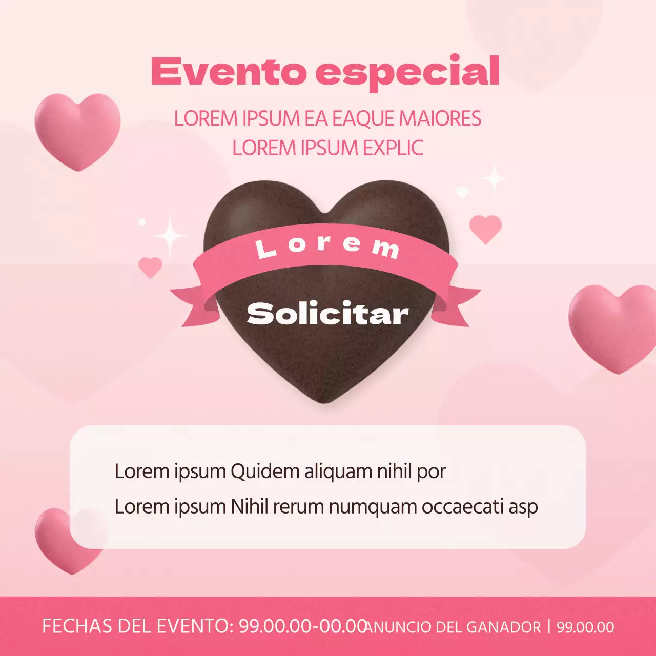 Kitschy anuncio de San Valentín en rosa y marrón