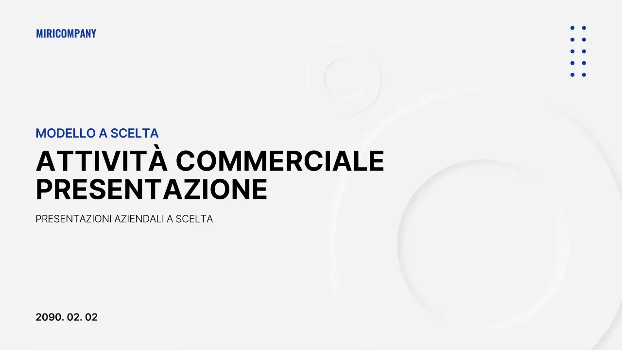 Presentazione aziendale minimalista in bianco e blu navy