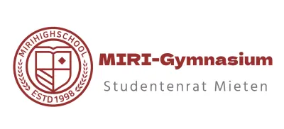 Logo der High School in Form eines kreisförmigen Bildungssymbols in Burgunderrot