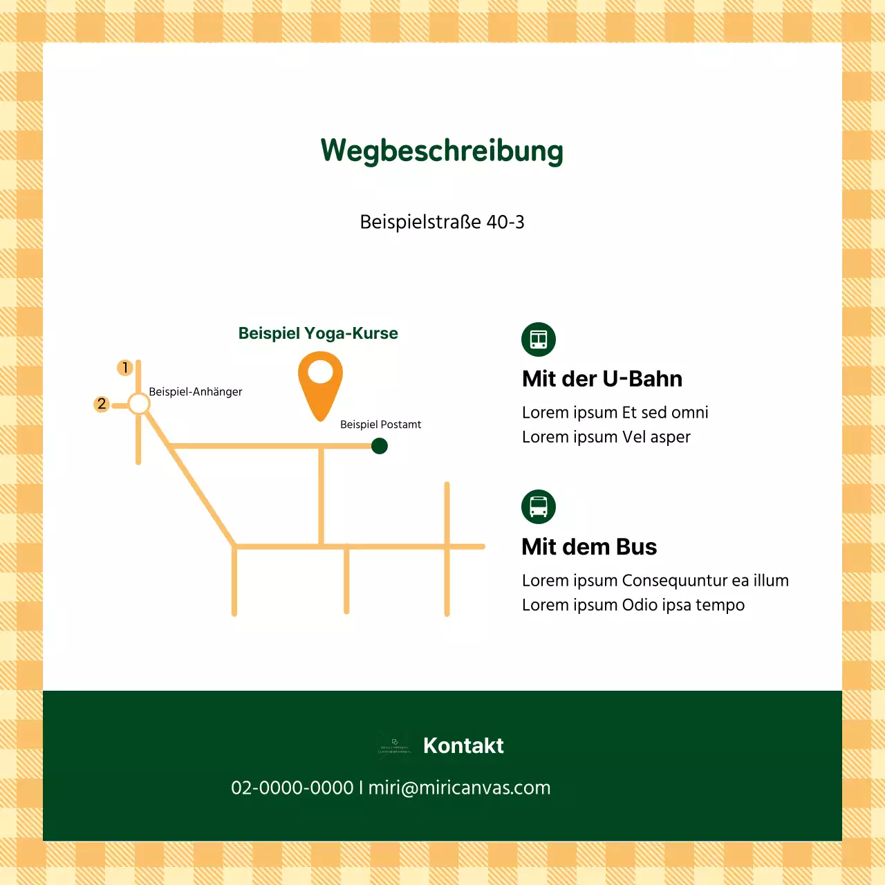 Eine einfache orange-grüne Yoga-Werbung