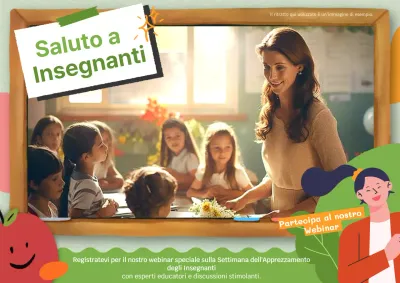 Invito al webinar per la Giornata dell'Insegnante con fascino verde e rosso