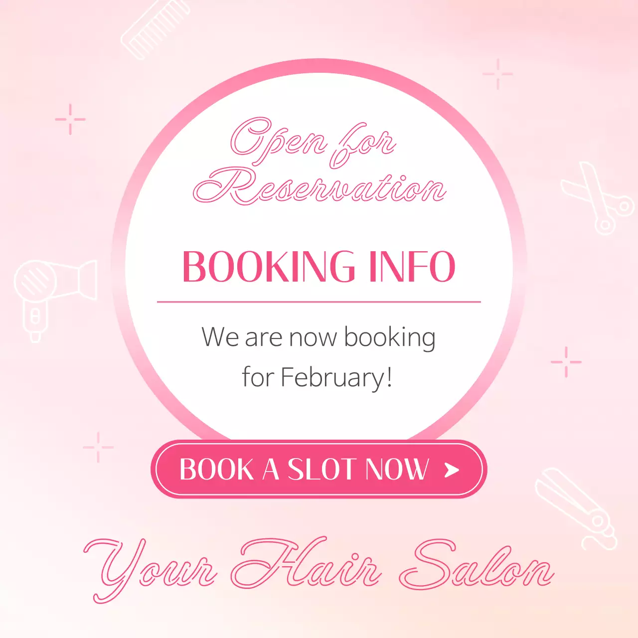 핑크 엘레강트 살롱 프로모션 소셜 미디어 게시물