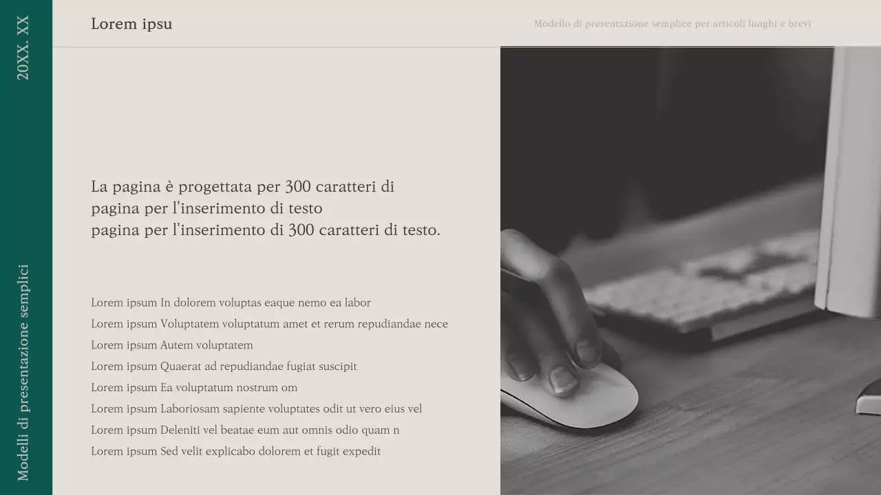 Una semplice proposta di presentazione in verde e beige