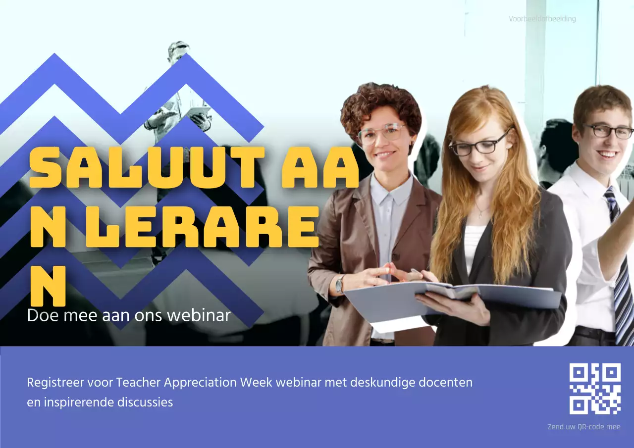 Paarse en gele geometrische webinaradvertentie voor lerarendag