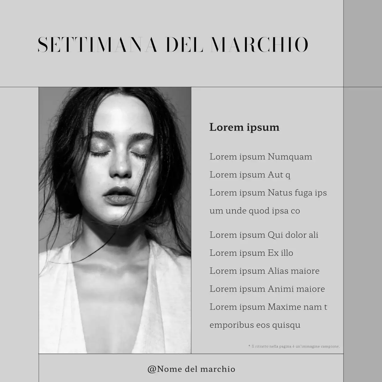 Marketing di un moderno marchio di abbigliamento di moda in bianco e nero