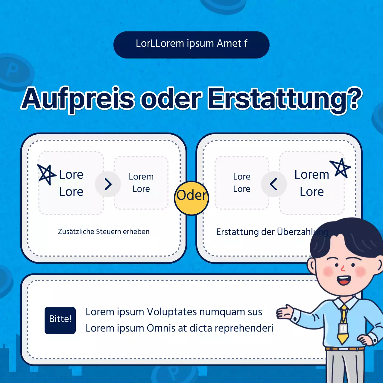 Einfache Jahresendabrechnung in Hellblau und Marineblau