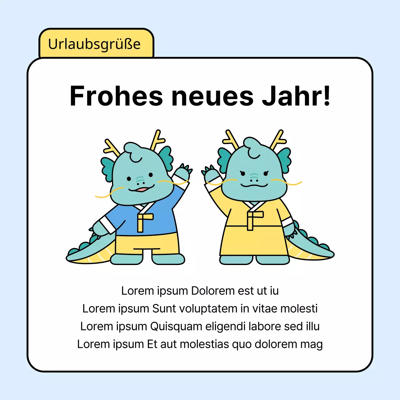 Eine einfache Geschäftsanzeige in Gelb und Hellblau