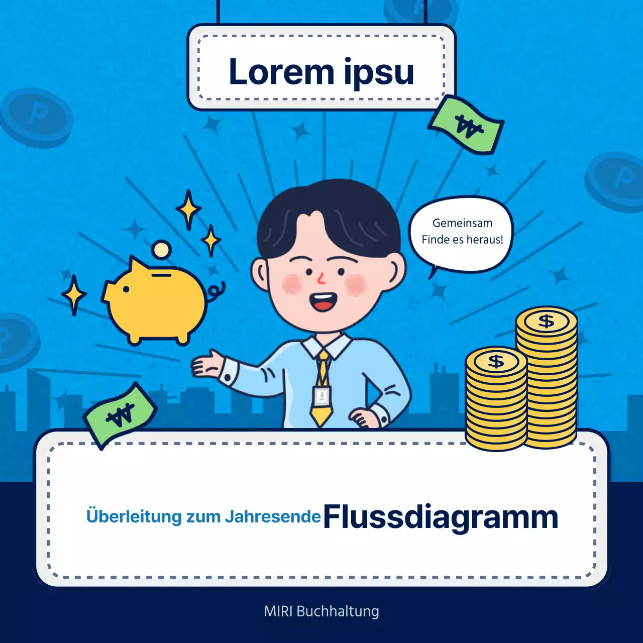 Einfache Jahresendabrechnung in Hellblau und Marineblau