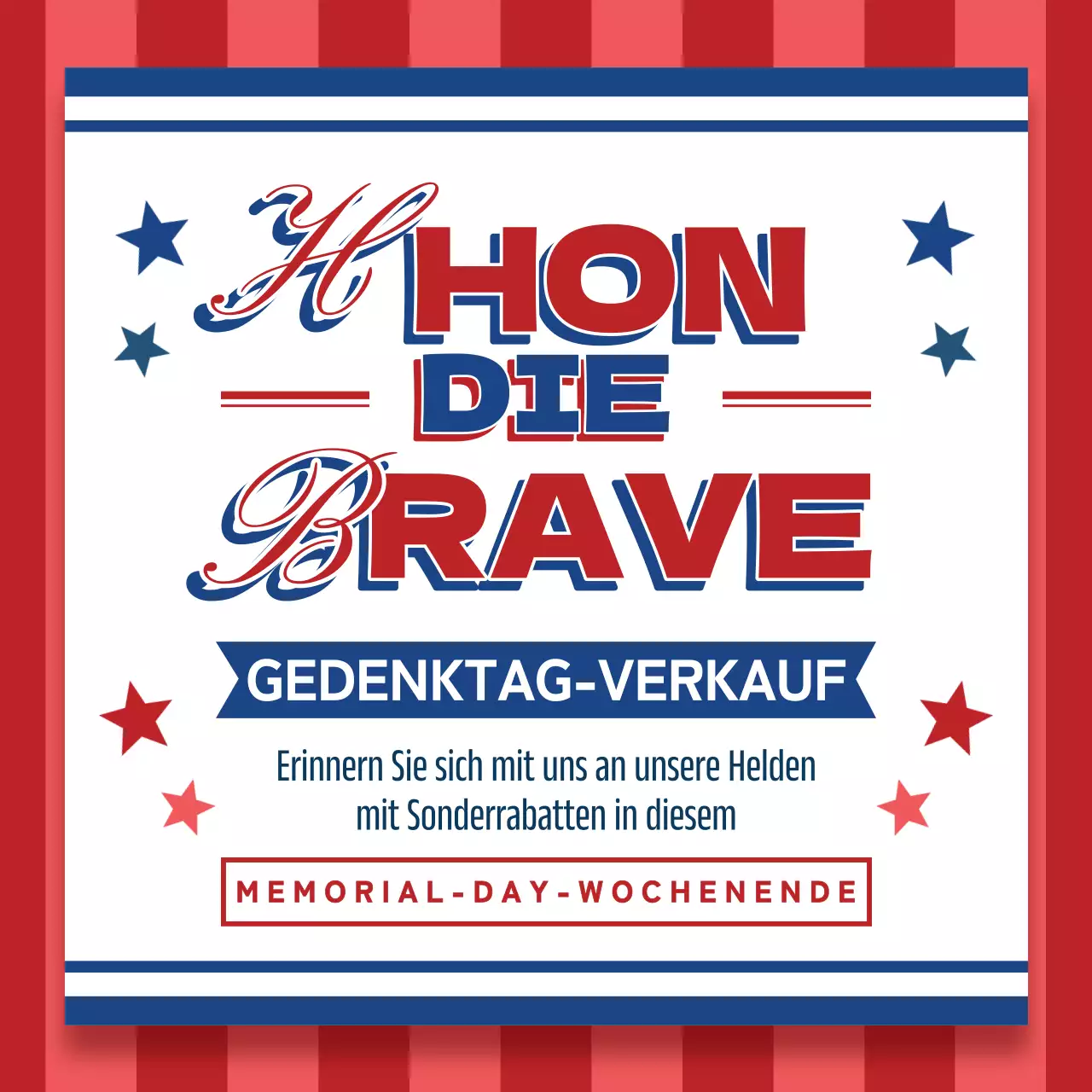 Rot und Blau Retro Memorial Day Sale Werbeartikel