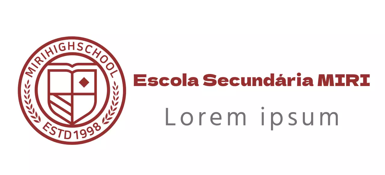 Logótipo do liceu sob a forma de um símbolo de educação circular em cor de vinho