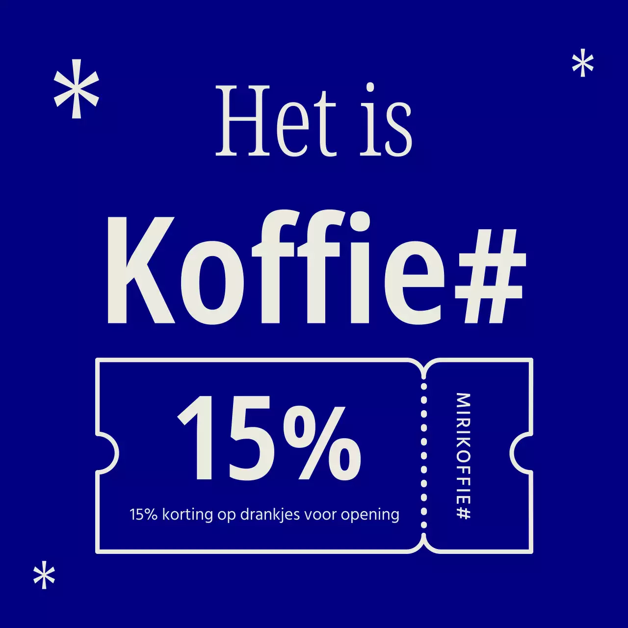Een eenvoudig blauw en wit café reclamebord