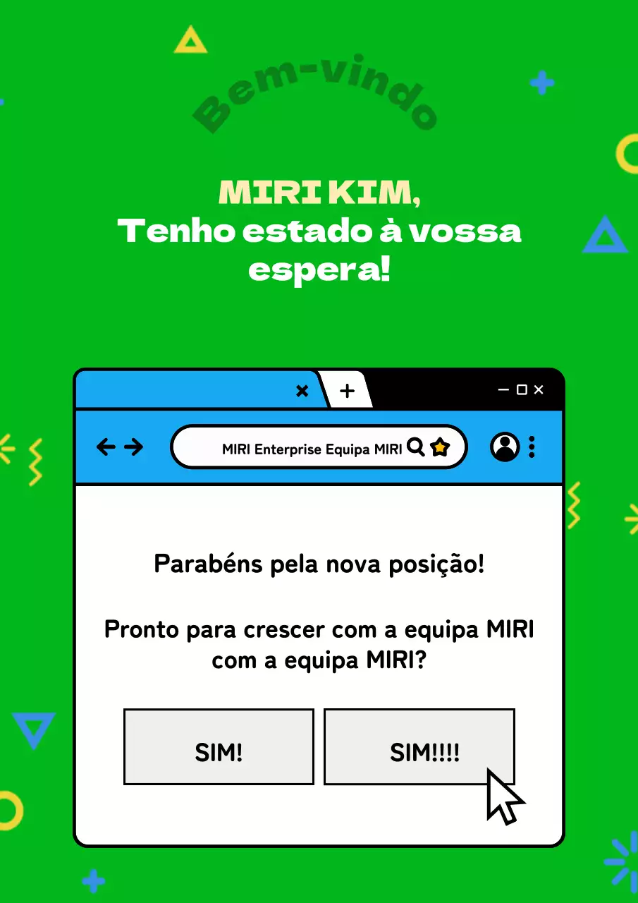 Um simples anúncio verde e azul de boas-vindas ao trabalho